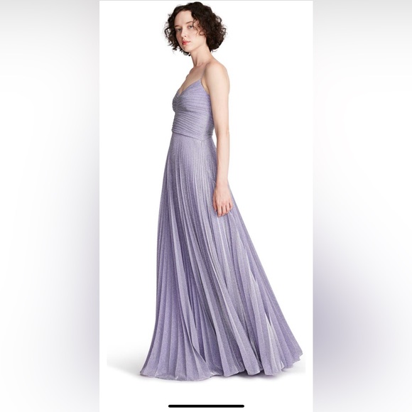 NWT $695 Halston Maycee Pleated Shimmer Jersey Gown Amethyst 10 - Picture 1 of 11